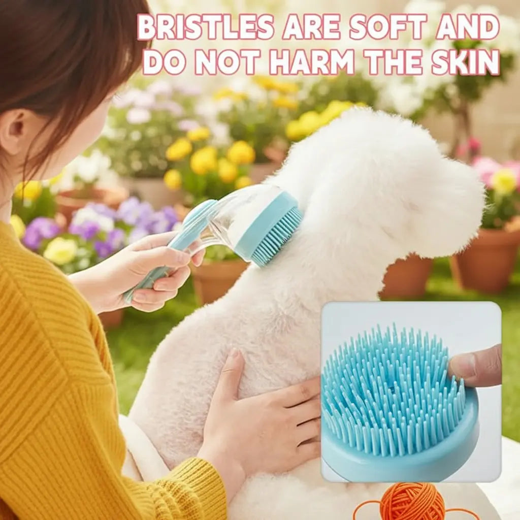 2026 Advanced 2-in-1 Pet Bath and Grooming Brush with Integrated Shampoo Dispenser, Ergonomic Non-Slip Grip, Deshedding Tool for Canine and Feline Care, Enhances Circulation and Minimizes Shedding