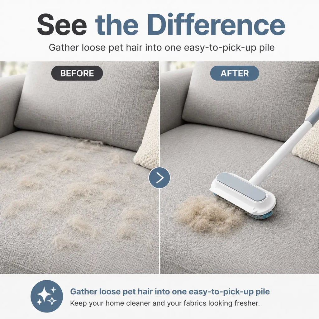 Long-Handle Universal Pet Hair Remover Brush - Reusable and Easy to Clean Tool for Sofa and Carpet - Ideal for Dog and Cat Grooming