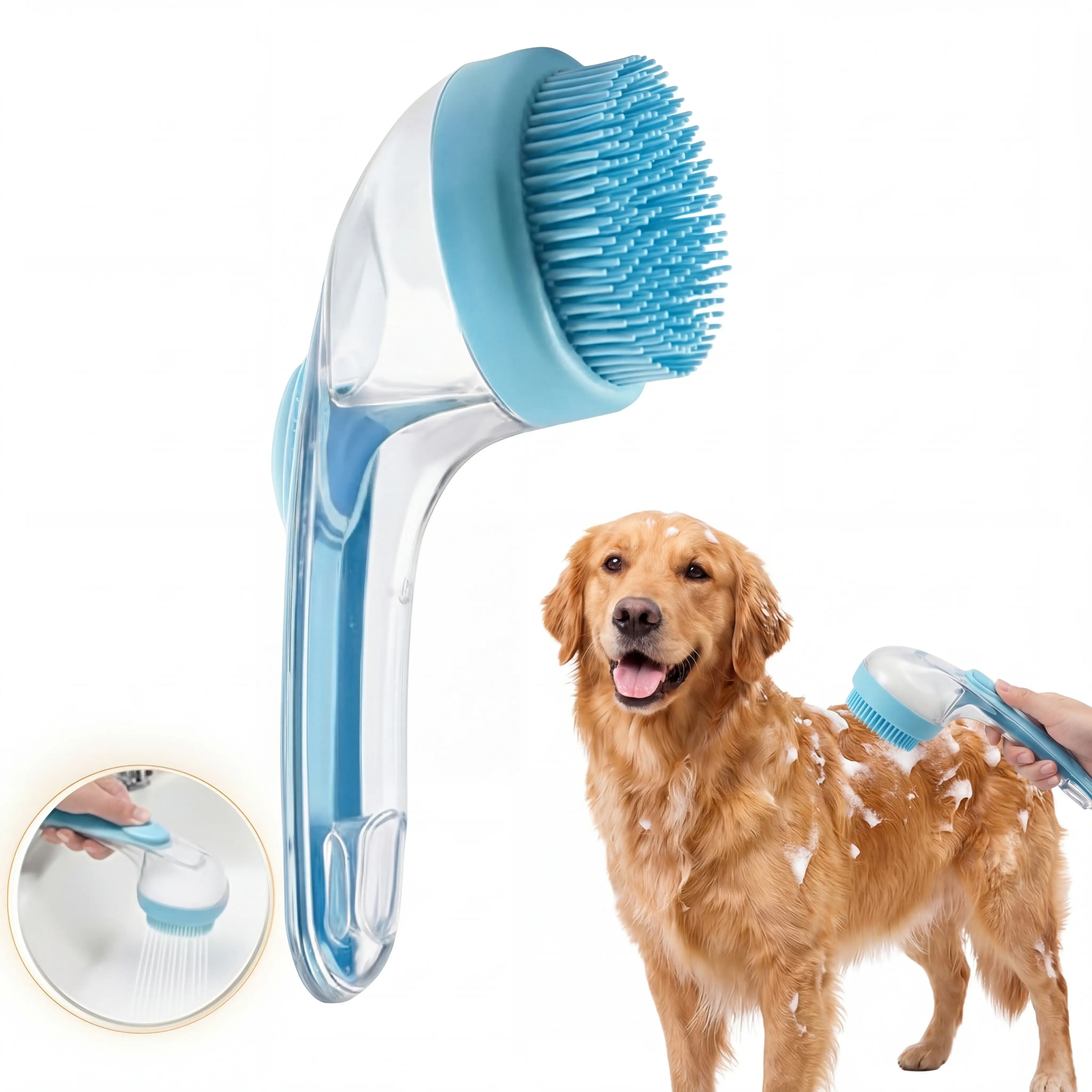 2026 Advanced 2-in-1 Pet Bath and Grooming Brush with Integrated Shampoo Dispenser, Ergonomic Non-Slip Grip, Deshedding Tool for Canine and Feline Care, Enhances Circulation and Minimizes Shedding