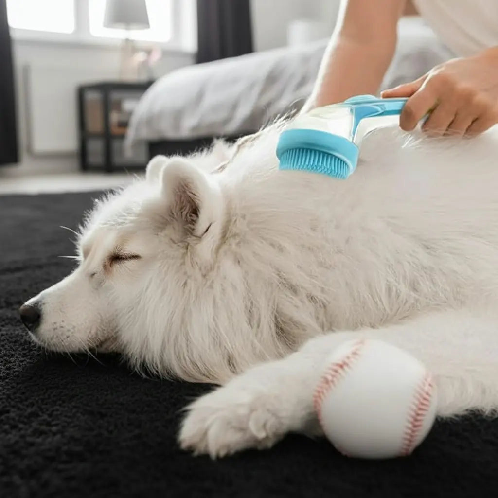 2026 Advanced 2-in-1 Pet Bath and Grooming Brush with Integrated Shampoo Dispenser, Ergonomic Non-Slip Grip, Deshedding Tool for Canine and Feline Care, Enhances Circulation and Minimizes Shedding