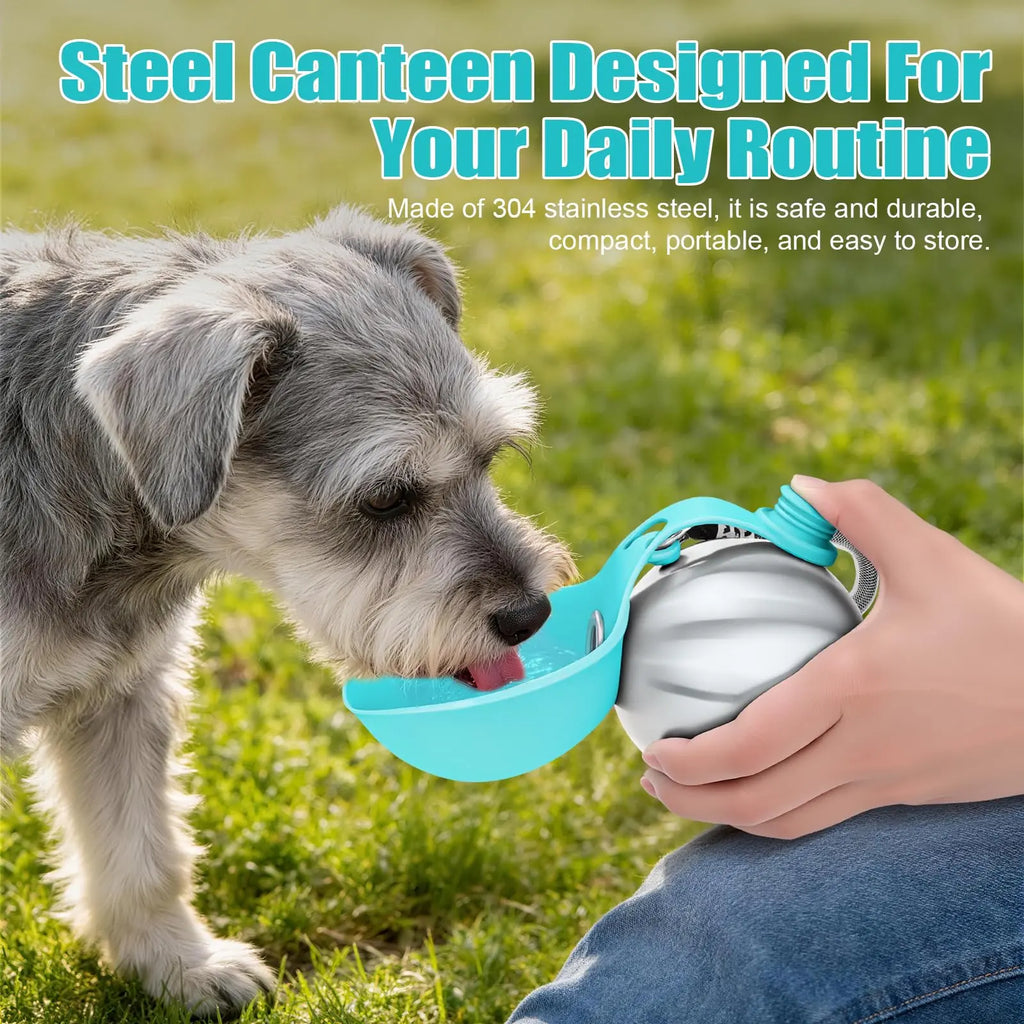 Lumikata 2-in-1 Portable Dog Water Bottle and Bowl, 10oz Stainless Steel Leak-Proof Tumbler for Walking
