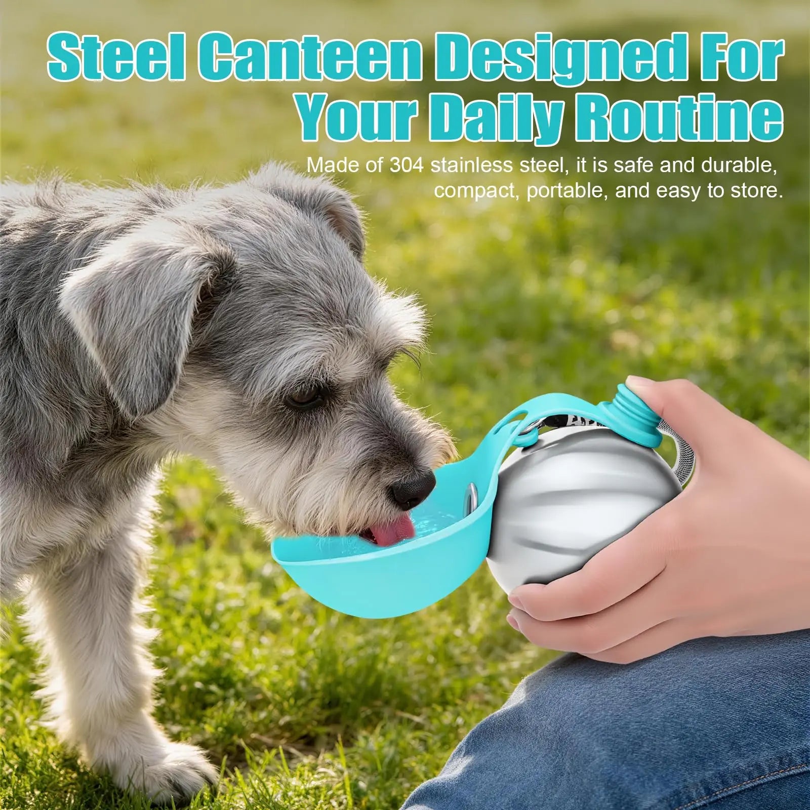 Lumikata 2-in-1 Portable Dog Water Bottle and Bowl, 10oz Stainless Steel Leak-Proof Tumbler for Walking