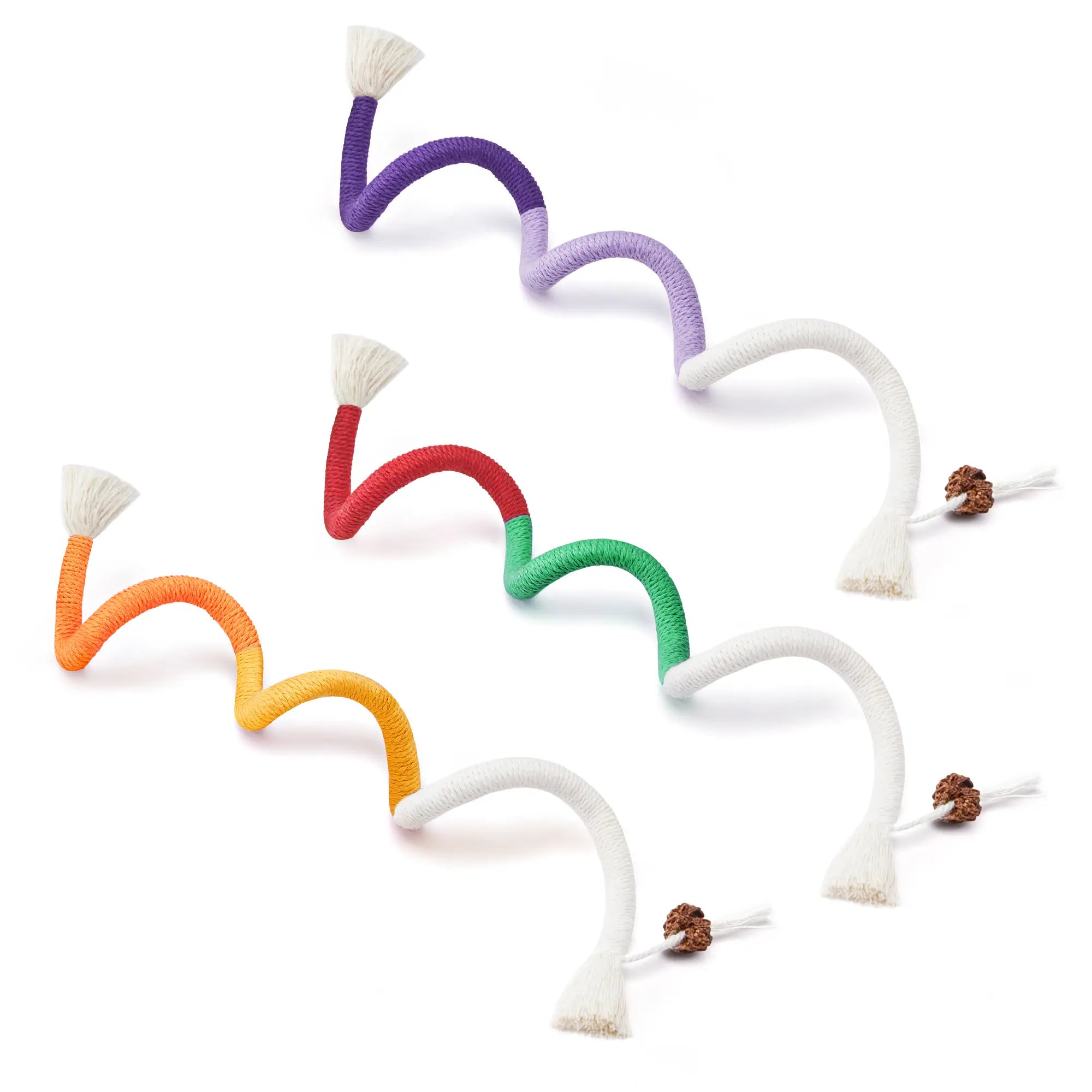 Potaroma 3-Pack Organic Cotton Snake-Shaped Interactive Cat Chew Ropes - Dental Care Toys for Indoor Kittens, Promoting Calming, Tartar Reduction, Fresh Breath, and Encouraging Indoor Play