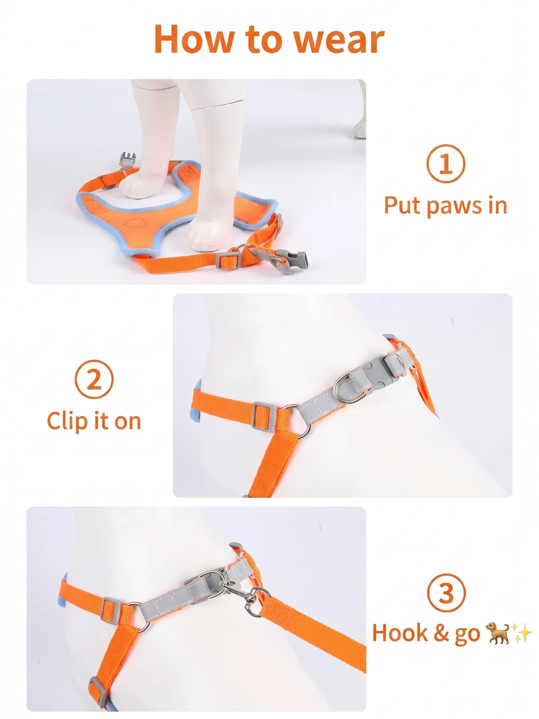 Adjustable Pet Harness and Leash Set - Soft Suede Vest, Durable Reflective Design, Tangle-Free Leash for Effortless Walking, Perfect for Daily and Nighttime Use
