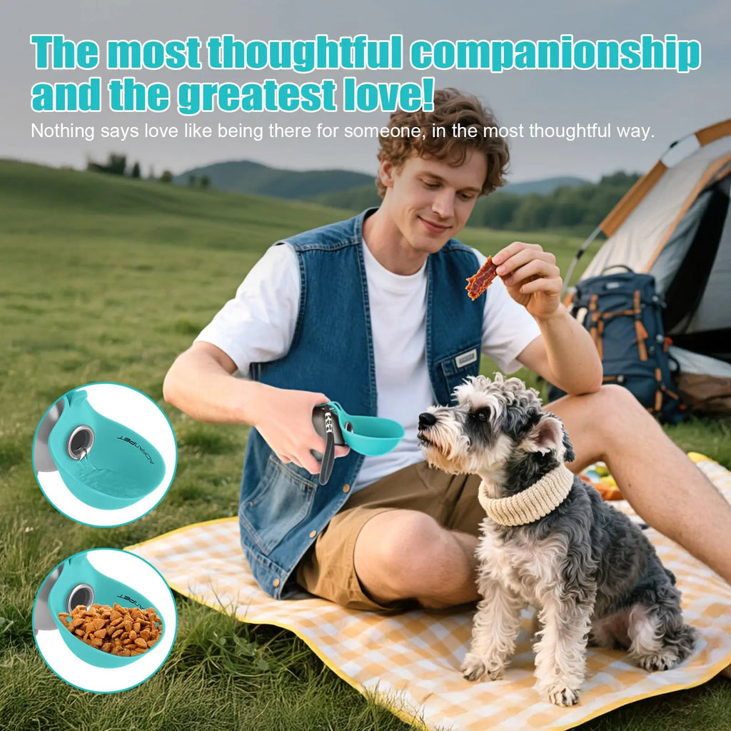 Lumikata 2-in-1 Portable Dog Water Bottle and Bowl, 10oz Stainless Steel Leak-Proof Tumbler for Walking