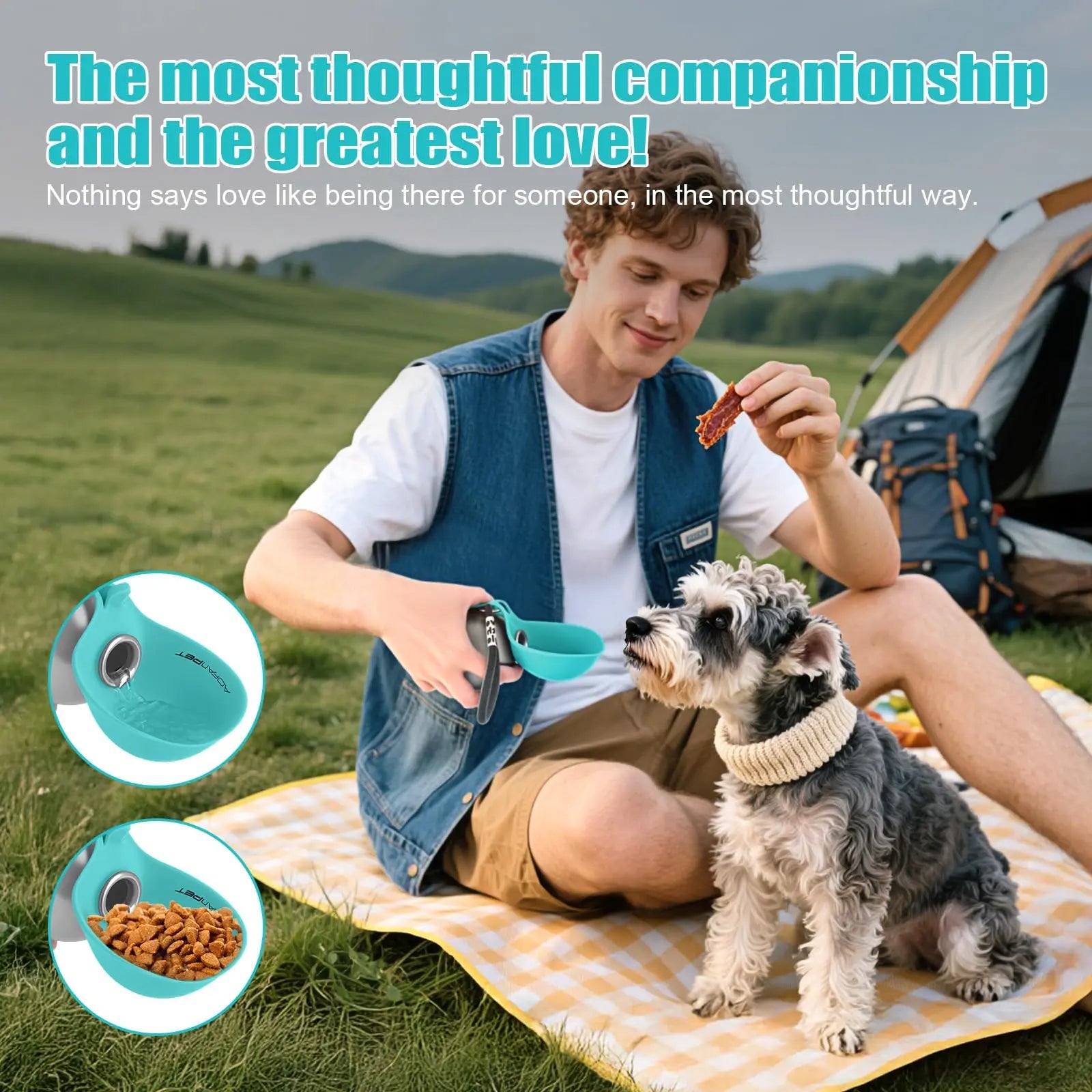 Lumikata 2-in-1 Portable Dog Water Bottle and Bowl, 10oz Stainless Steel Leak-Proof Tumbler for Walking